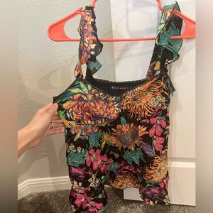 Colorful floral tank top blouse